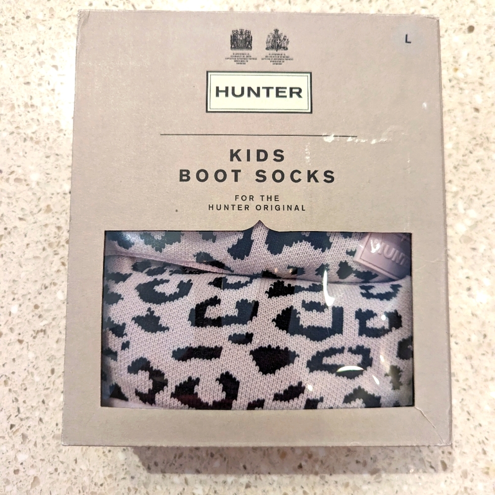 Hunter Kids Boot Socks Pink Leopard Size 1-3